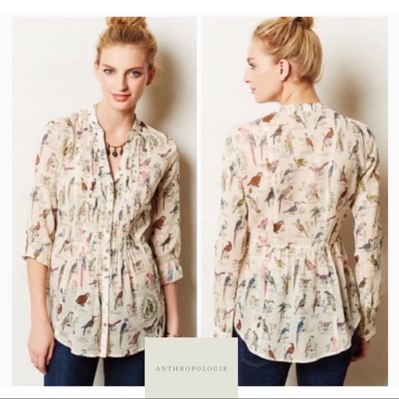 Anthropologie Tops - SOLD Anthropologie Maeve Pintucked Bird Blouse